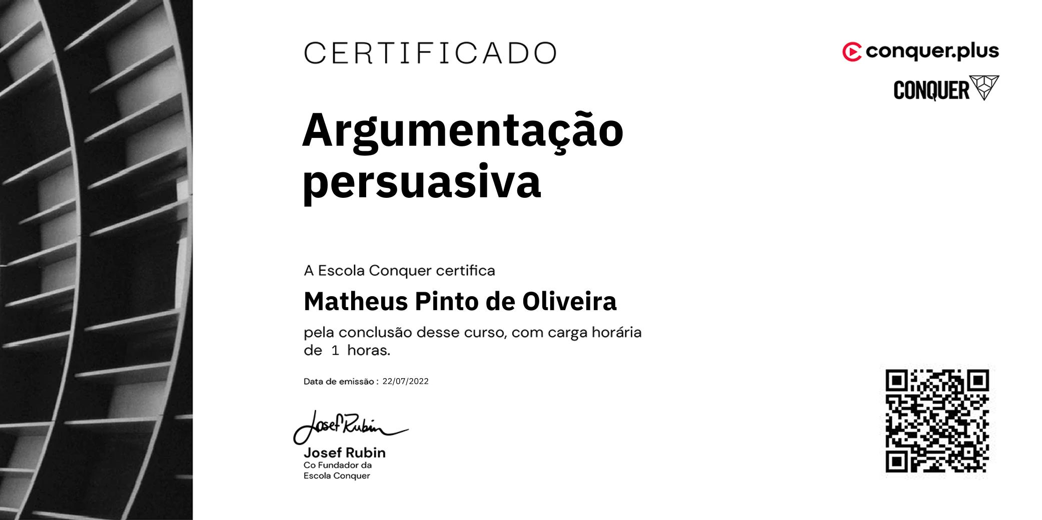 Certificado de Argumentação persuasiva